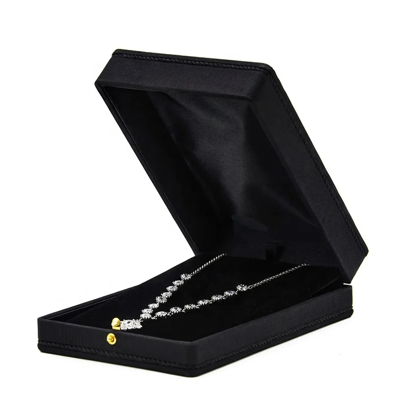 105*153mm interlock fabric and satin jewellery ring and necklace storage boxes jewelry packaging box full set