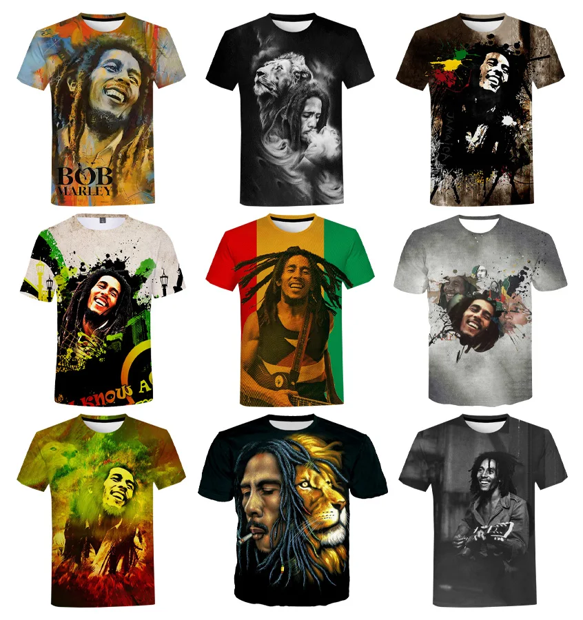 Rapper Bob Marley 3D Printed Shirt For Men Hip Hop tshirts 3D Digital Printing Tees man Graphic Clothing All Over Print T Shirt