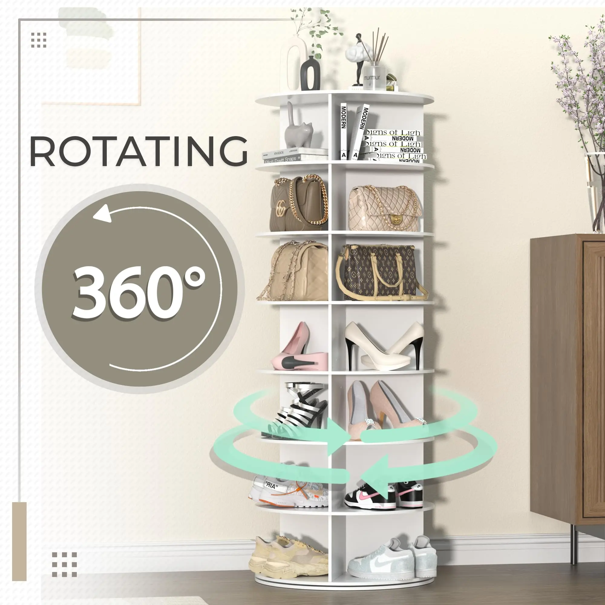 360 degrees shoe cabinet rotating wooden hallway shoe display cabinet rack wooden shoe rack storage entrance home furniture