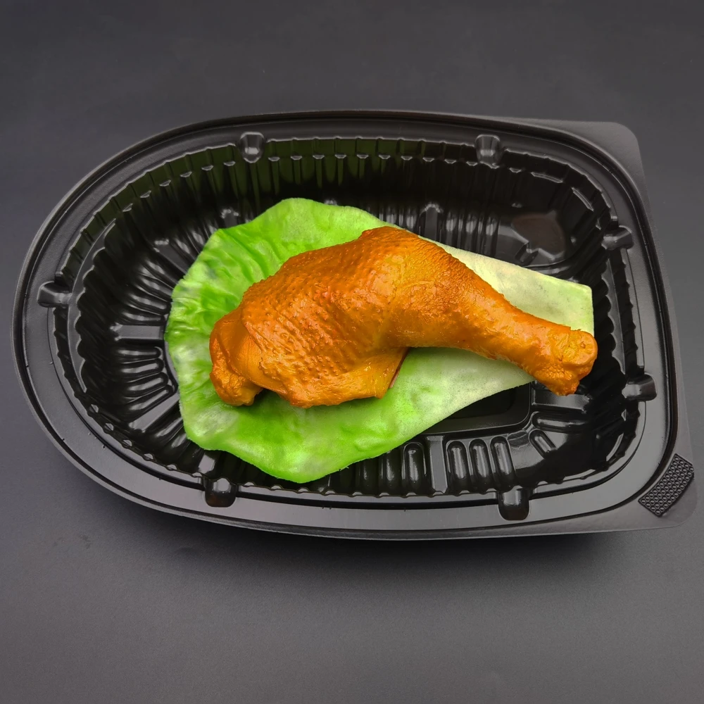 Индивидуальная одноразовая коробка для приготовления курицы жареная пластиковая упаковка контейнер индейки с прозрачной крышкой и ручкой