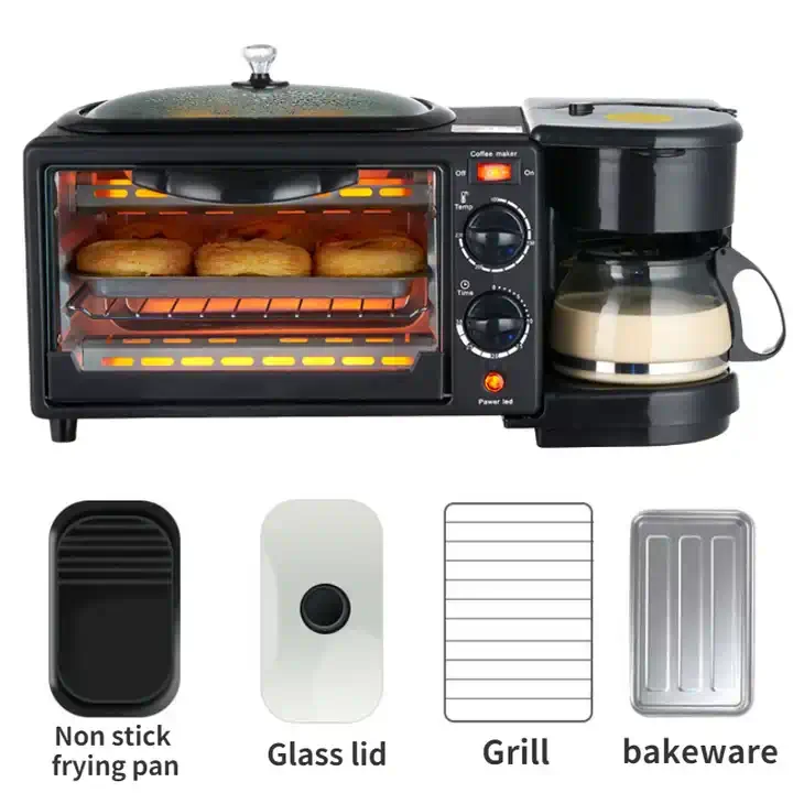 Household Multifunction Breakfast Maker Machine Temperature Control Breakfast Sandwich Maker 3 In 1 Breakfast Makers