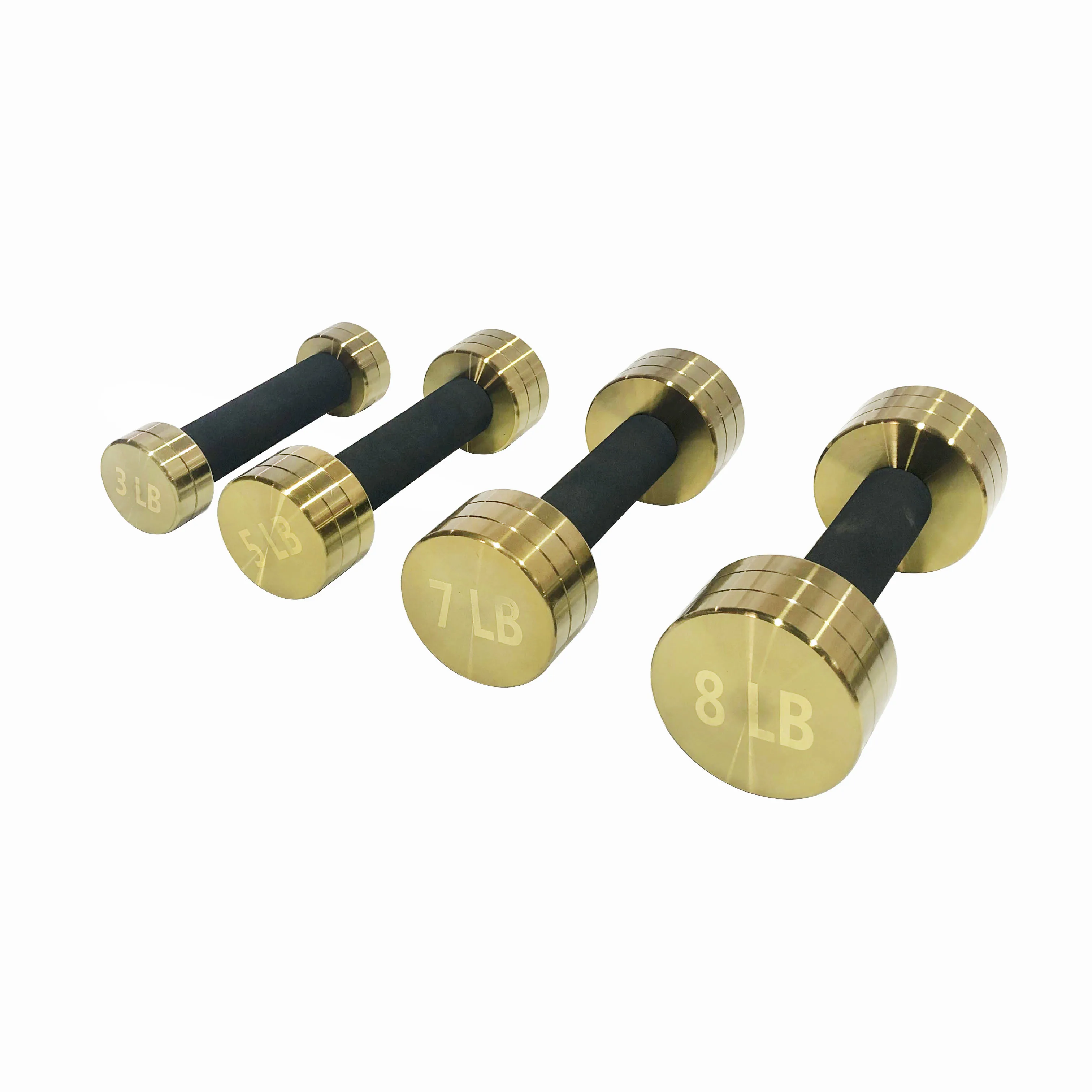 2023 custom work out commercial steel dumbbells golden electroplated dumbbell set cheap price high quality dumbbell for fitness