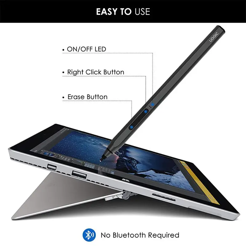 Custom Logo Universal Tilt Function Magnetic Soft Touch Pen Stylus for Microsoft Surface Pro Tablet