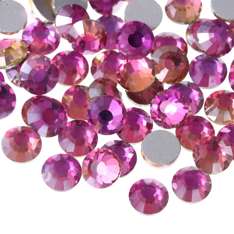 High quality Round AB Colorful Non Hotfix  Flat back Glass rhinestones transparent Crystal rhinestones for mugs Nail Arts