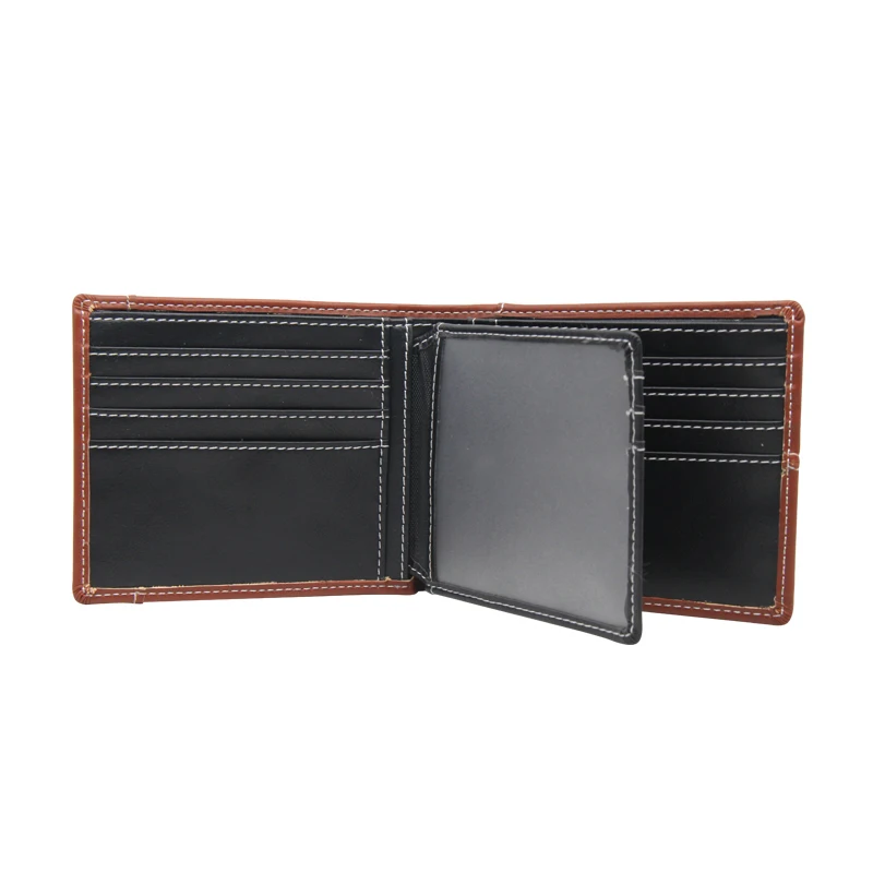 Oil waxy pu leather wallet quality leather id card wallet man manufacturer