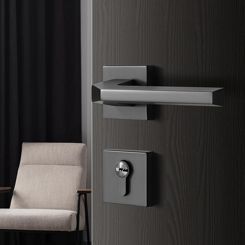 Rose Gold Mortise Door Handle Lock Set Modern Zinc Alloy Bedroom Privacy Entrance Door Lever Handle for Interior Doors