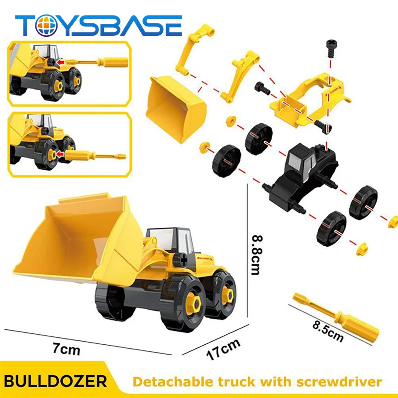 Hot Selling kids Plastic Excavator Assembled Diy Contruction Truck Toys