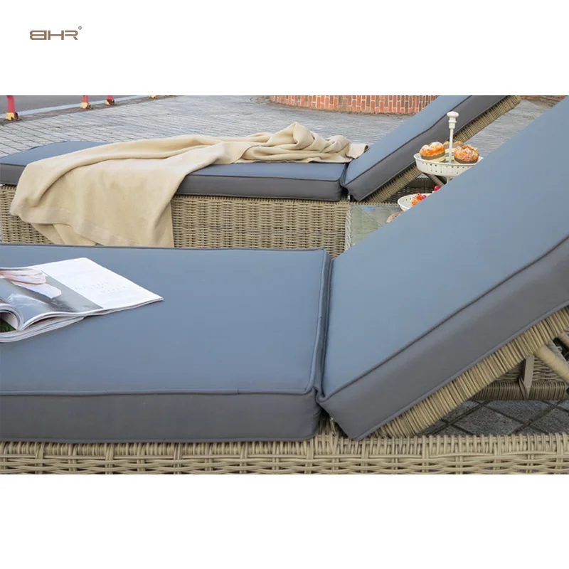 Rattan pear  grey chaise outdoor rattan patio lounge set rattan round daybed