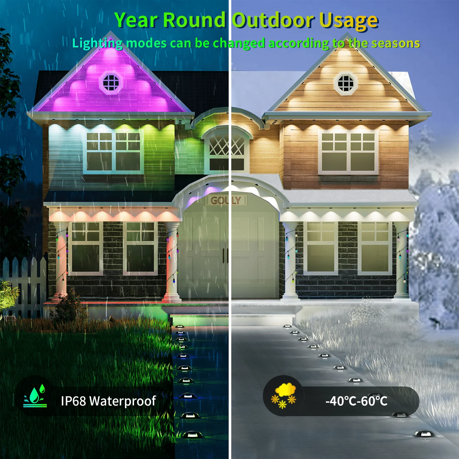 Gouly карнизы украшения перманентное рождественское освещение dc36v 1 6 w ip68 Водонепроницаемый rgbw Перманентный уличный свет