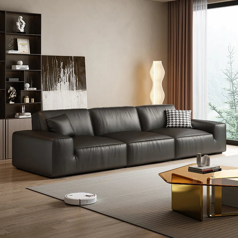 Italian modern simple leather modular sofa High quality luxury living room sofa velvet straight sofa