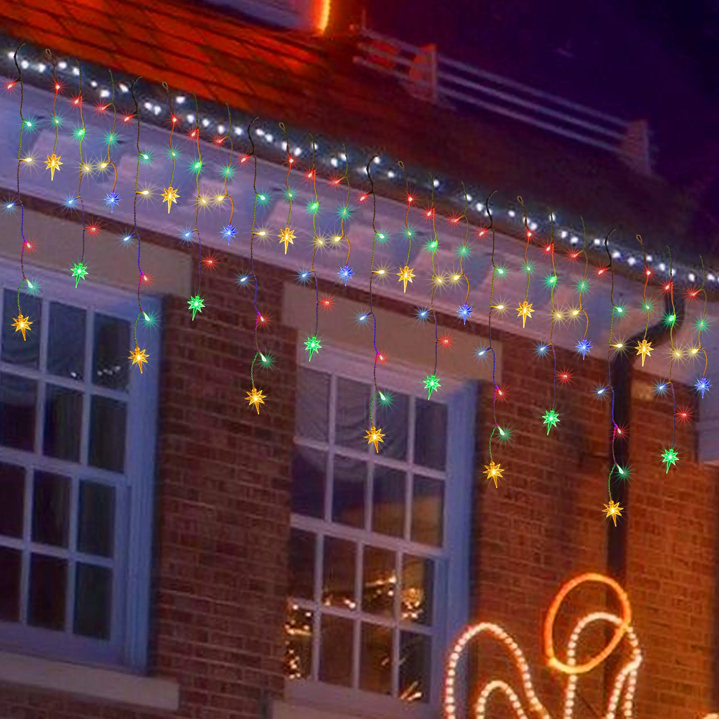 8 Modes White Wire Indoor Xmas Holiday Wedding Party Decor Curtain Lights Drops Outdoor Dripping Christmas Icicle lights