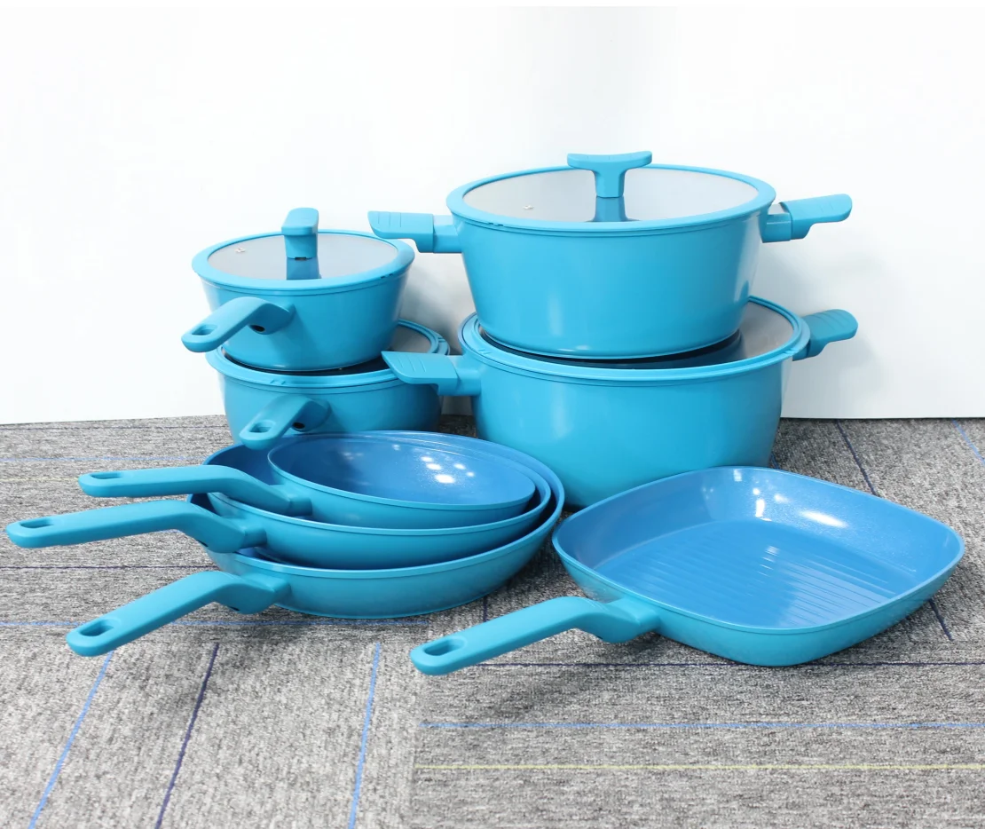 Chef Approved 12Pcs Aluminum Nonstick Food Grade Cooking coating Ceramic Coating Soup pan frying pan Cookware set for Kitchen