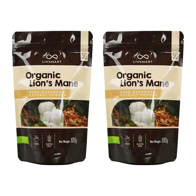 Health Quality Natural Medicinal Mushroom Powder Organic Lions Mane Mushroom Extract Bag Free Sample