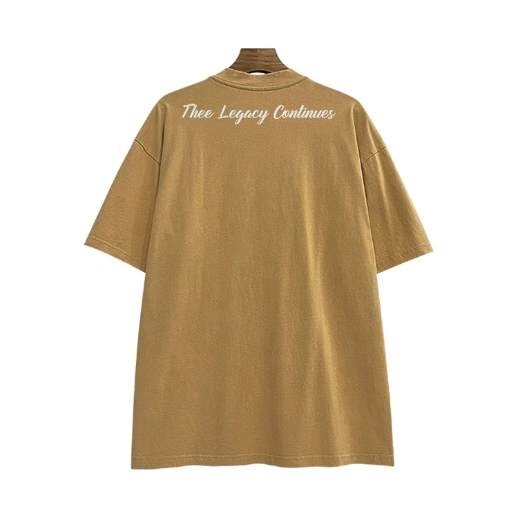 high quality brown t-shirt streetwear 100% cotton 260gsm heavyweight t-shirt drop shoulder DTG printing mens boxy tshirt