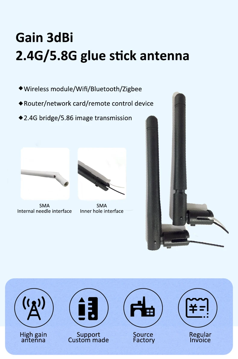 High Quality High Gain 2.4g 5.8g Dual Band 3dbi 5dbi Wireless Wifi Directional Rubber Omni External Router Communication Antenna
