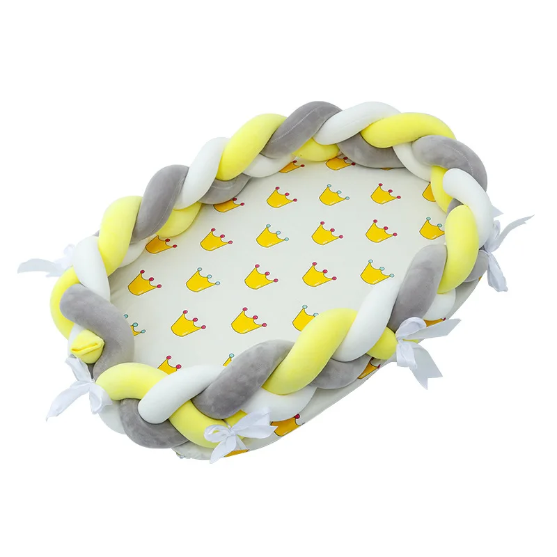 Четырехжильная тканая детская складная кровать из 100% хлопка Съемная портативная бионическая кроватка средней кровати Защитная детская кроватка