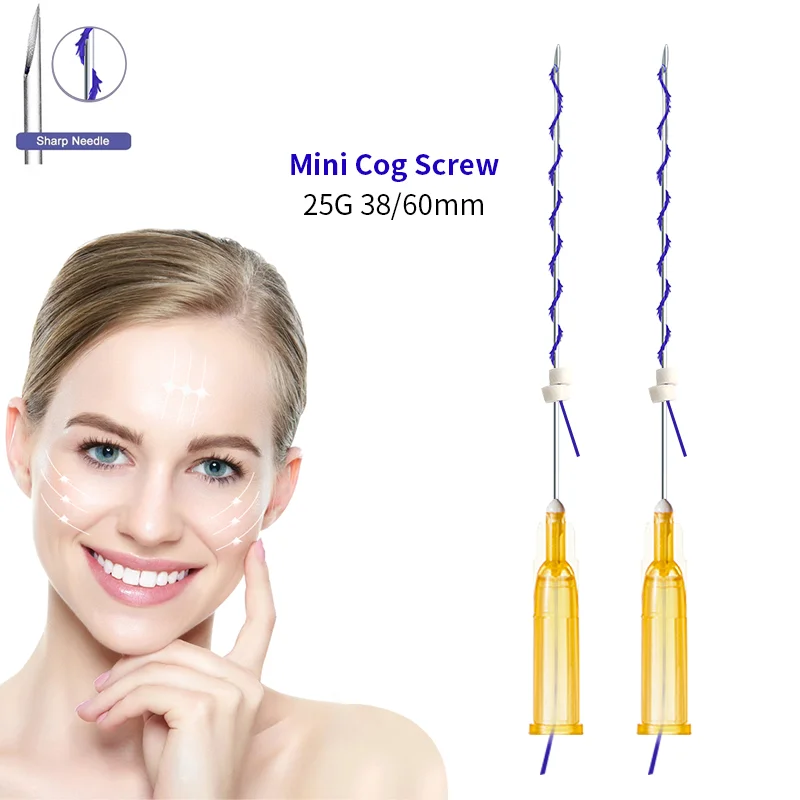 Korea quality skin face lifting barbed small 25G 60mm screw cog mini hilos pdo thread for eye brown lifting
