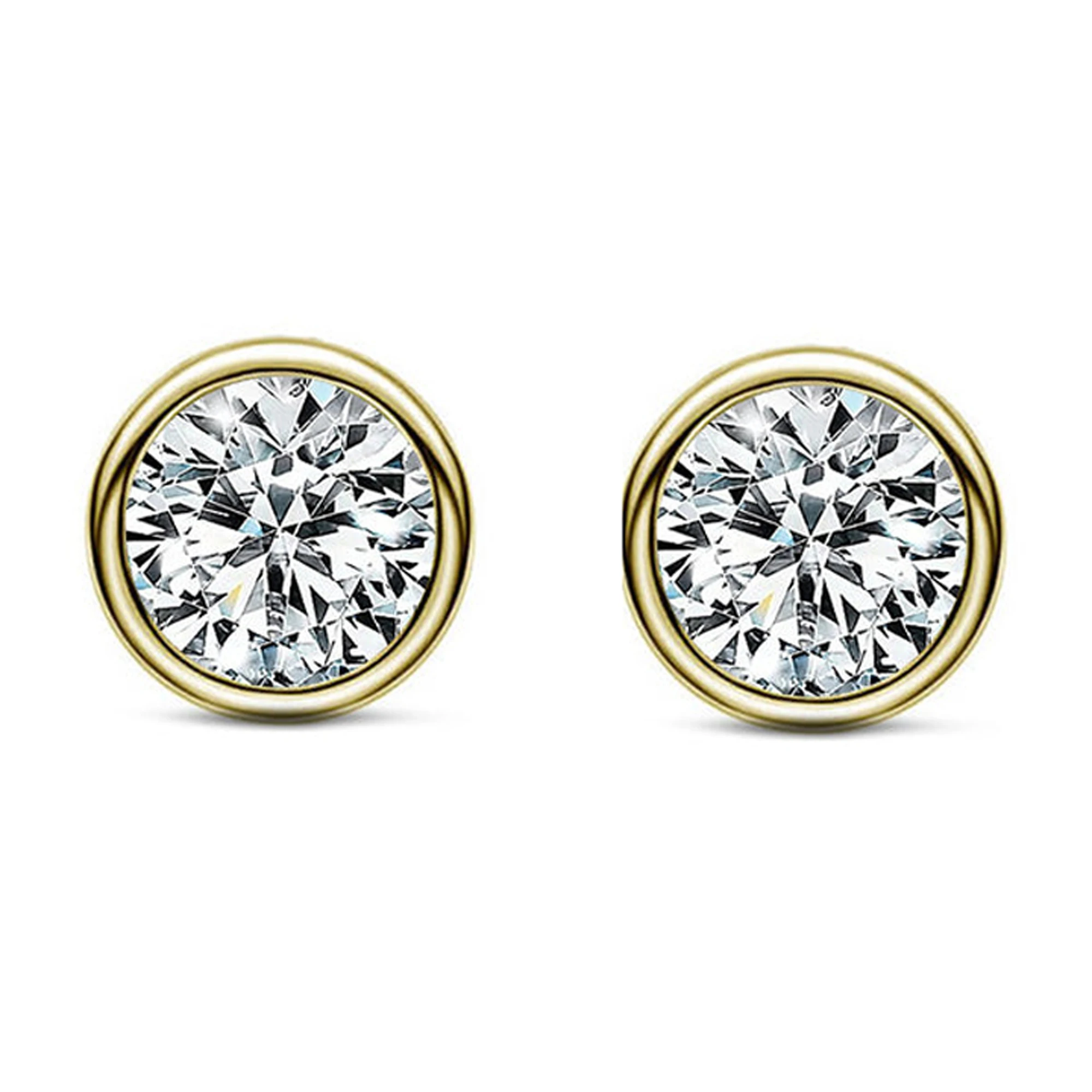 925 sterling silver Gold plated 1ct round moissanite earrings men earrings set wholesale moissanite jewelry