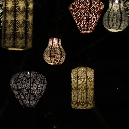 Nicro Pearl Wave Geometric Lace Pattern Waterproof LED Lamp Thick Paper Outdoor Solar Lantern Lights Garden Room Tyvek Lantern