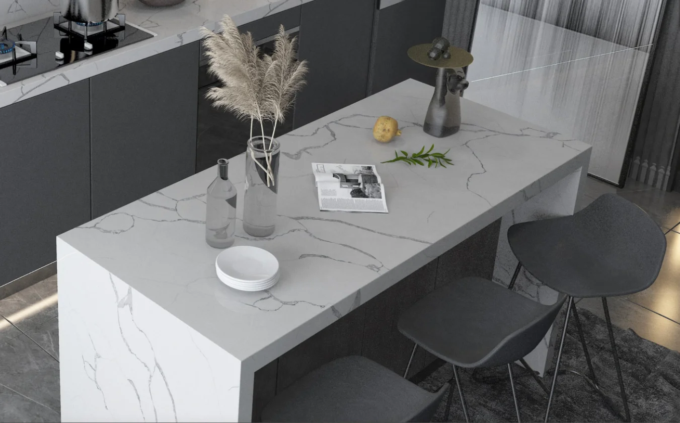 White Calacatta Engineered Stone Slab 18/20/30mm Artificial Quartz Polished Modern Kitchen Vanity Cotertops Bathroom Vanities