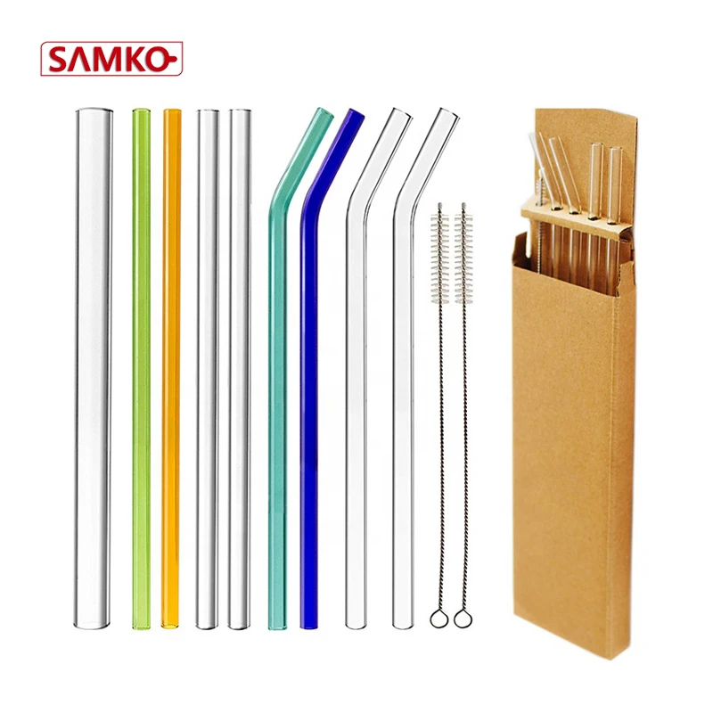 custom printed glass drinking straws glass straw 4pcs/set