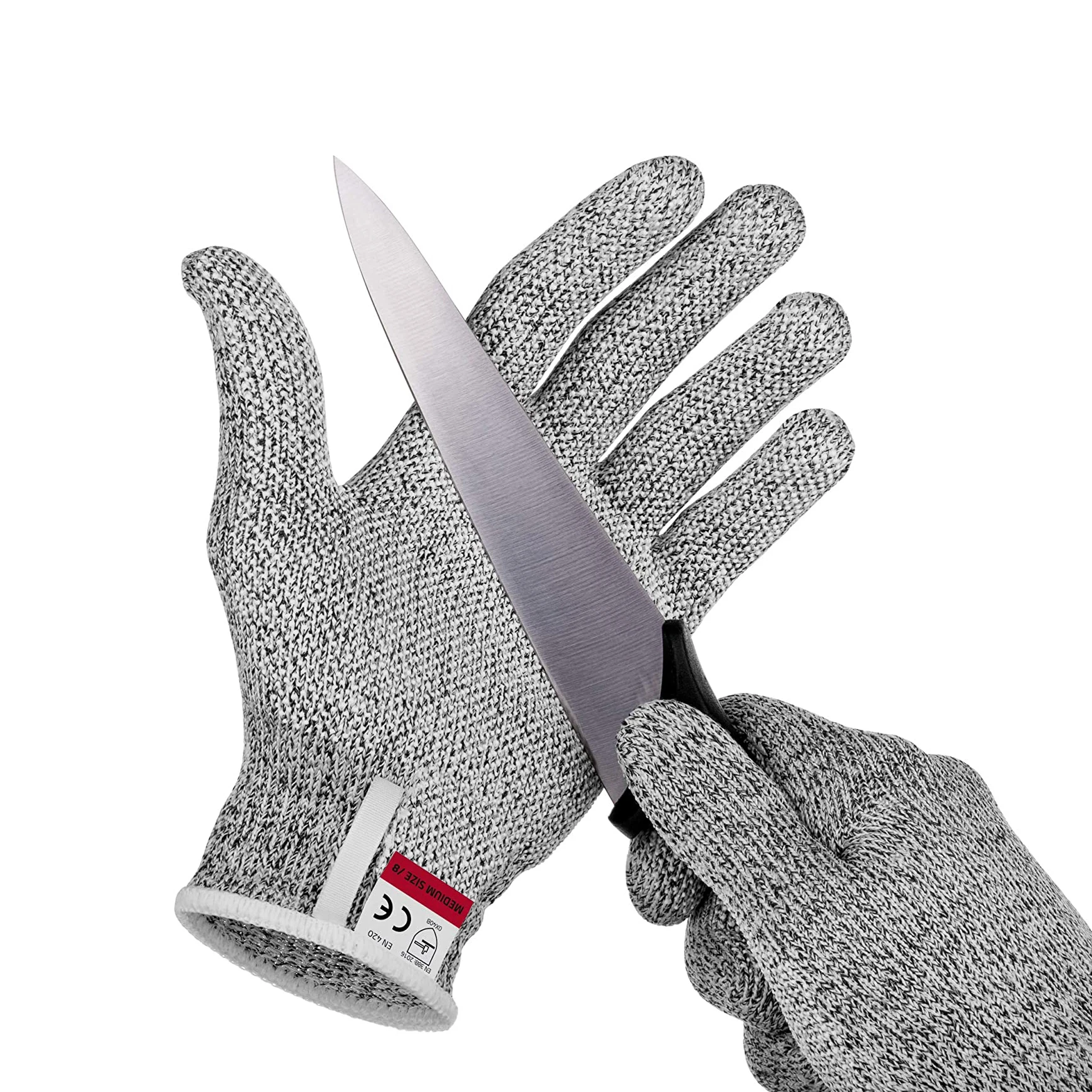 Red pvc dotted double coated rubber palm high grip cut resistant gloves anti slip dark grey cotton gloves