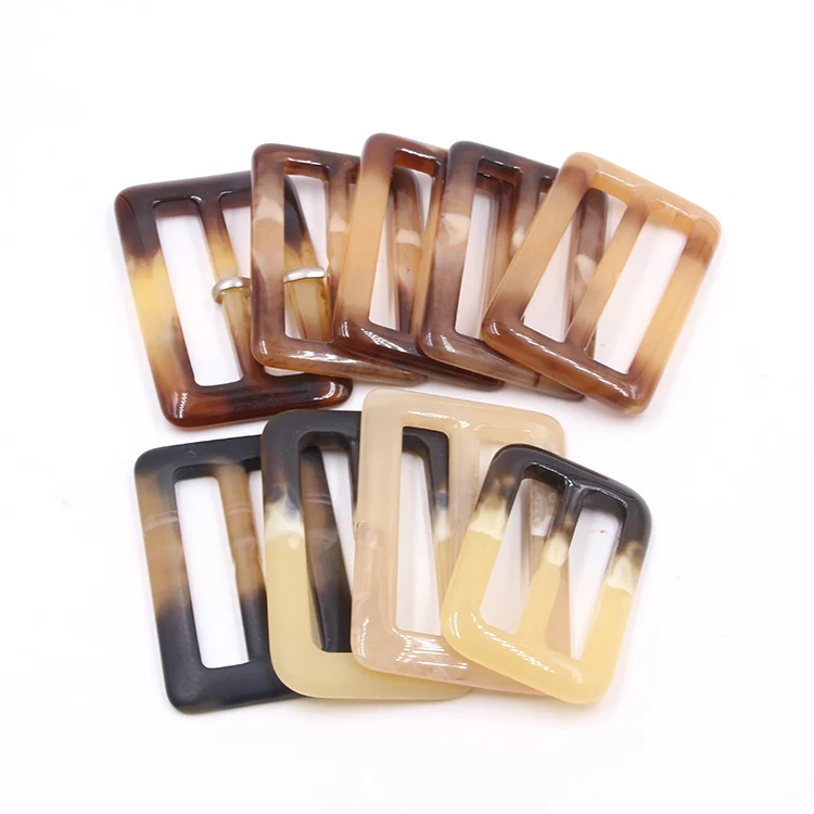 50% Off Wholesale Acetate Acrylic Square Rectangle Swimwear Buckle Custom Women Bikini Tortoiseshell Resin Acrylic Buckles