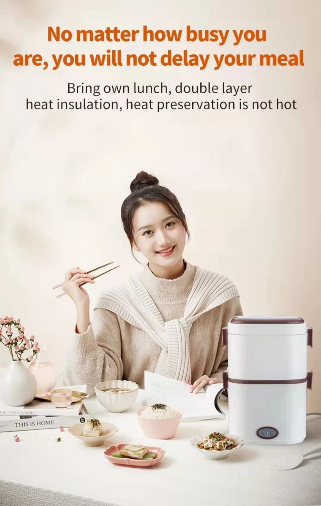 Automatic heating lunch box cooking dual wholesale electric lunch box plug insulation small rice cooker mini 1 person