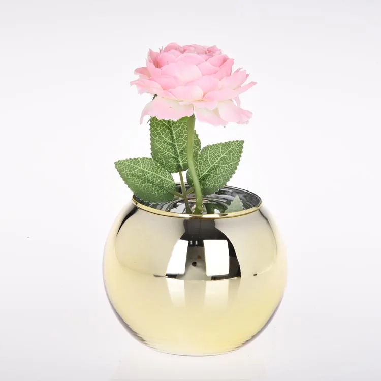 Modern Style Small Ball Round Glass Vase Sets Wedding Decoration Table Centerpiece Vase for Flowers