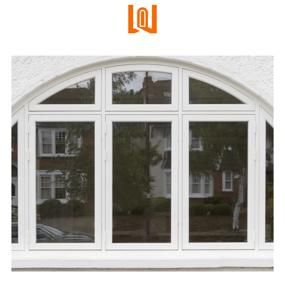 French Style Modern PVC Arch Windows Vinyl Casement Window Round Double Glazed Windows