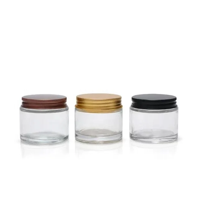 2OZ 3OZ 60ml 90ml Glass Cosmetic Cream Glass Container Jar With Metal Tin Lid