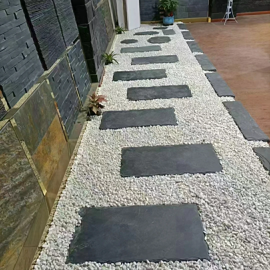 outdoor park paving tiles black slate garden step stone black slate