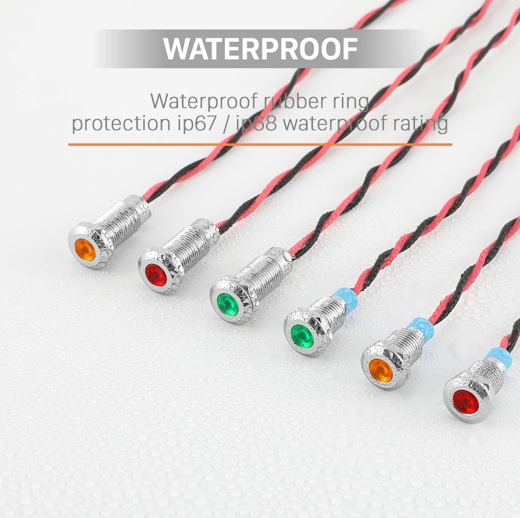 10mm 2pin Waterproof Signal Pilot Lamp metal led mechanics works lamp