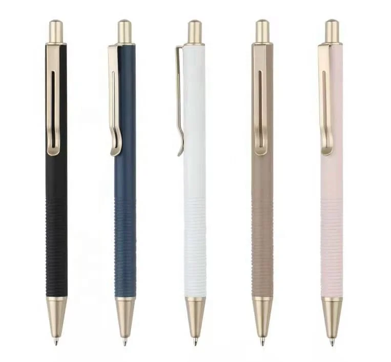 Wholesale High Quality Fashion Corporate Gift Rose Gold Design Premium Click Metal Ballpoint Pens With Custom Laser logo