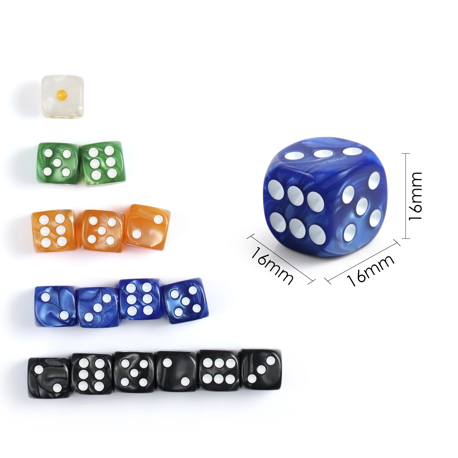 D6 game dice Six Sided KTV dice Pearl Colors 16mm Regular Size Rounded Corner D6 Dice Sets Case for Board Games