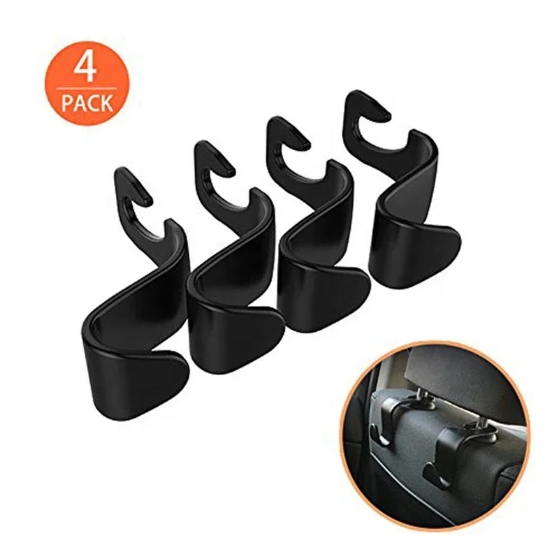 Universal Plastic Car Back Seat Headrest Storage Hook 4Pcs Vehicle Headrest Organizer Purse Hanger Storage Hook for Bag Handbag