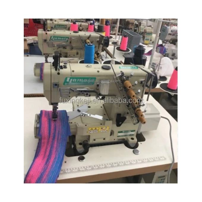 Yamato VG2700-8F 3 Needle 5 Thread Cylinder Bed Interlock Stitch Machine for General Seaming Hemming with Active Thread Control