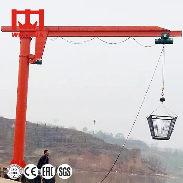 1-10 Ton Slew Motor Vehicle Mounted Rotation Boom Lifting Mini Swing Arm Fly Jib Crane with Electric Hoist
