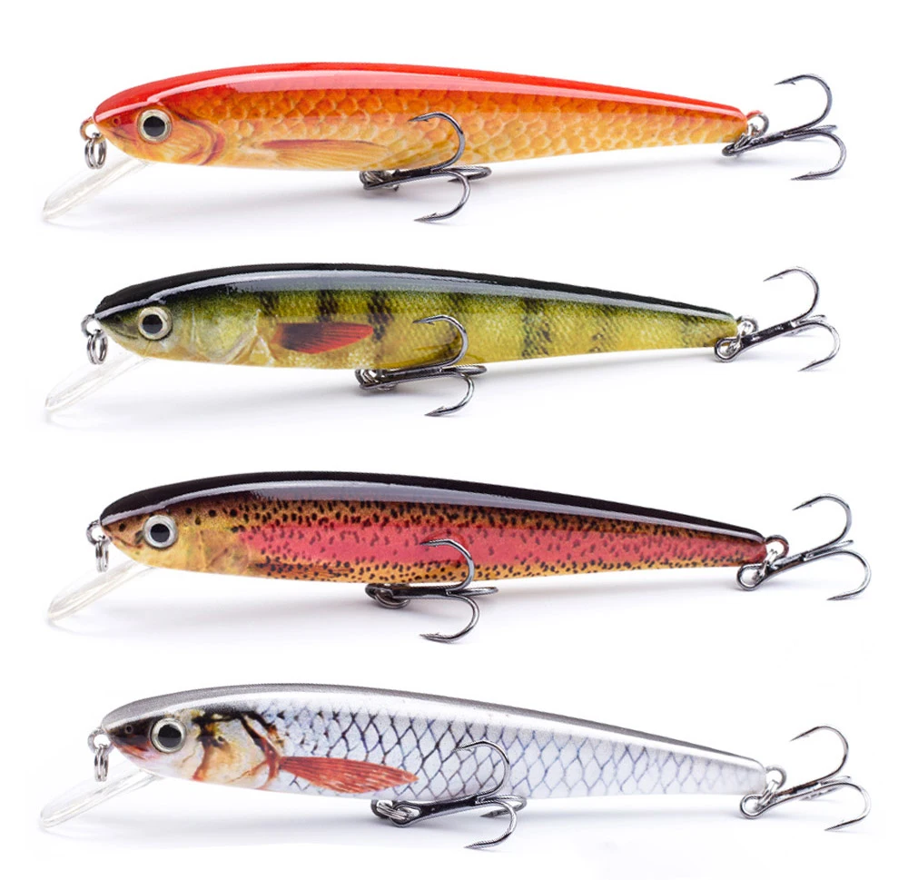 Artificial Fishing Lure 11.2cm 11g Pike Sinking Small Wobbers Worm Carp Hard Bait Minnow Lure With Rust- Proof Treble Hook