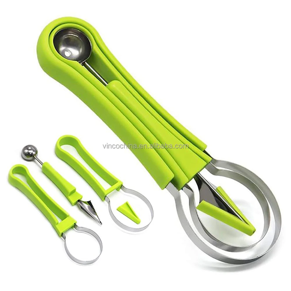 4 In 1 Multifunction Watermelon cutter knife and grape Melon baller scoop fruit carving tools fruit cutter