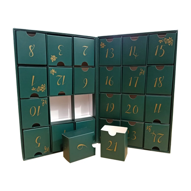 custom advent calendar cardboard box with 24 drawers empty advent calendar gift packaging box for cosmetic toys perfume