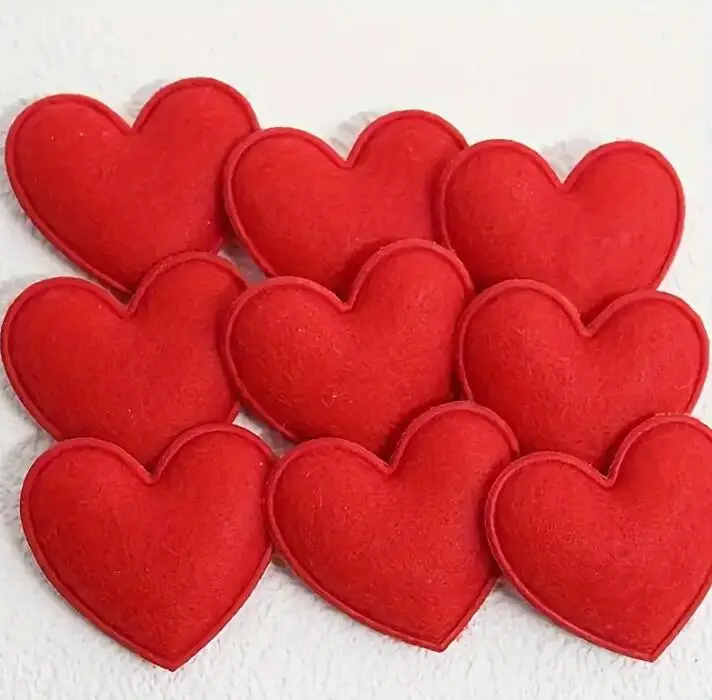 Red Felt Cloth Double Sided Love Valentine Heart DIY Craft Accessories for Valentine Decoration Headbands Shoes Bags Jewelry