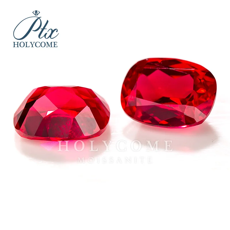 Holycome 6x8MM Wholesale Lab Grown Red Gemstone Fancy Shape Cushion Cut Rough Necklace And Ring Small Size Ruby