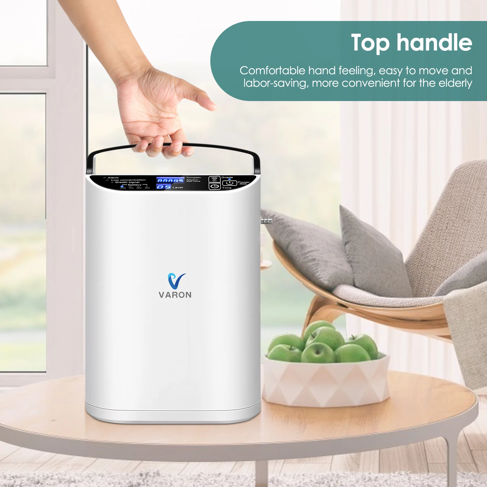 Varon Newest Portable Mini pulse flow Oxygen Concentrator with 93% Concentration Flow with Battery