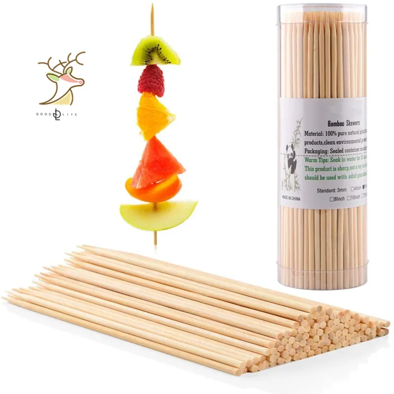 Natural Wholesale Food Grade Disposable Kebab Bamboo Sticks Custom BBQ Skeweres