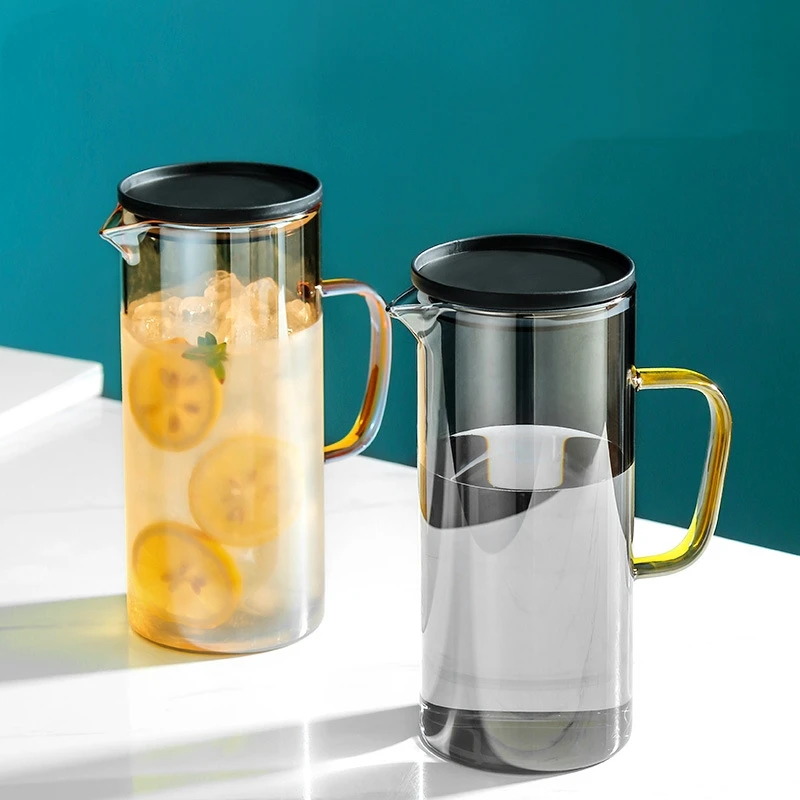 Larger Clear Drink Ware Supplies Cold Water Juice Tea Glass Pitcher Jugs Cups Sets with lid