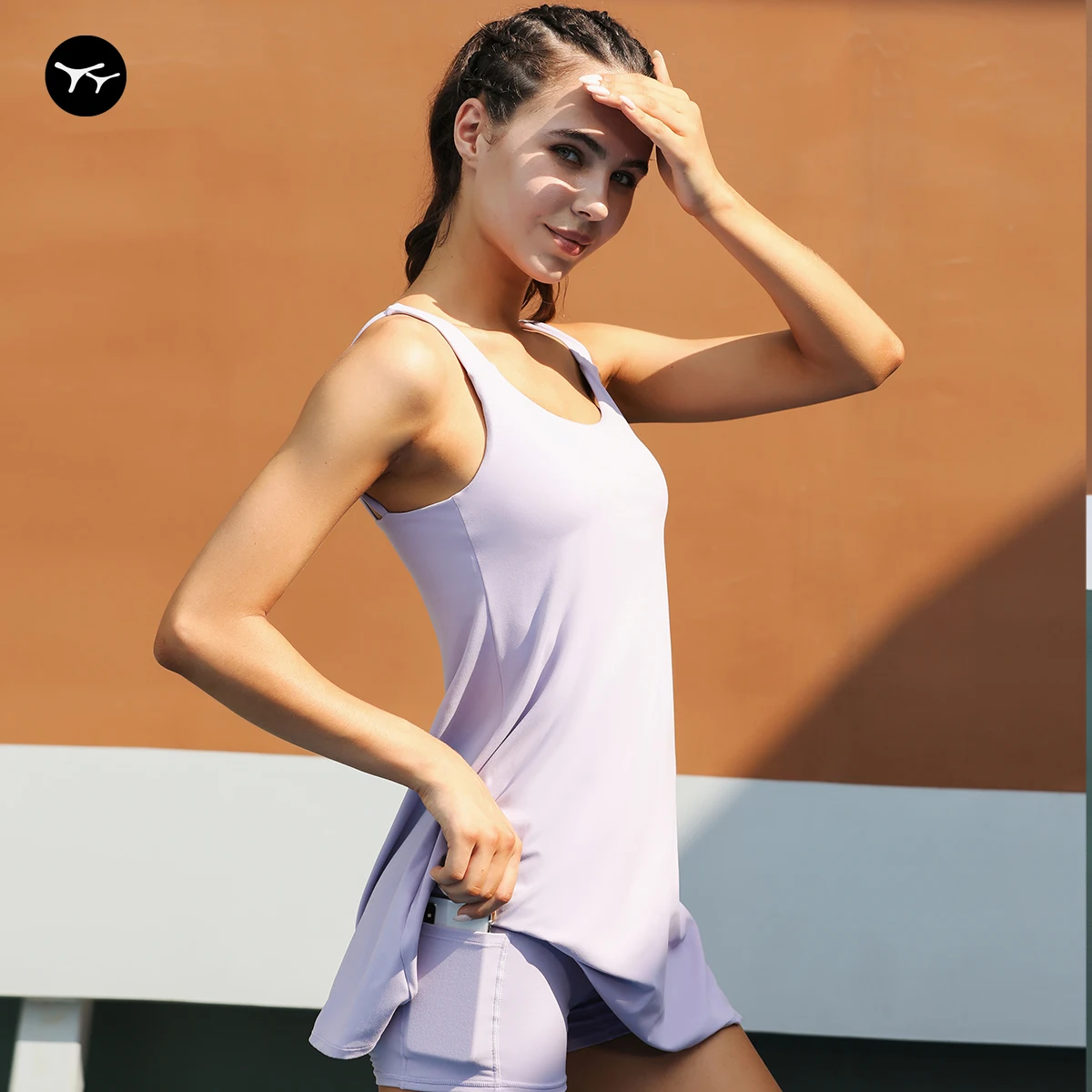 JIEJIN Sleeveless Sport Dress Woman Cotton Golf Tennis Dress Tennis Wear Sport Dress For Woman With Pocket