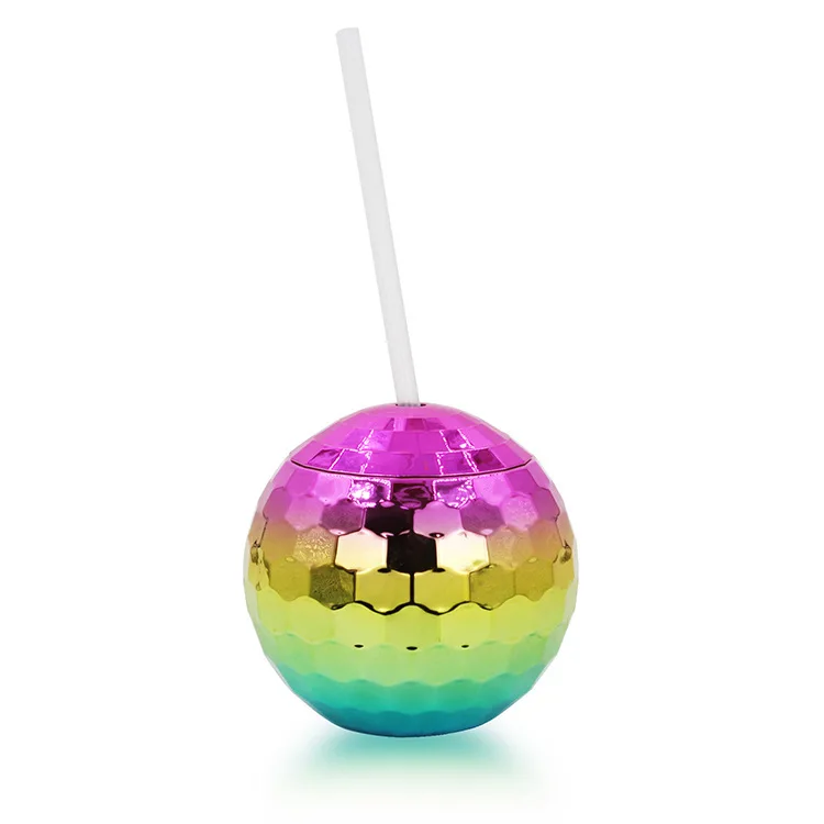 20 oz BPA Free Plastic Disco Ball Cup Novelty Plastic Drinking Straw Cups Cocktail Drinking Tumbler with Lid and Straw for Party