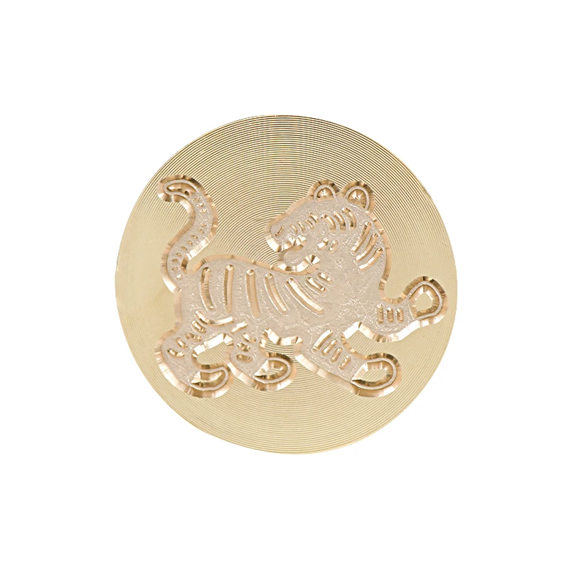 Chinese Zodiac Brass Head Set Lacquer Seal Toy Tool Seal Metal Crafts with Elegant Brass Head