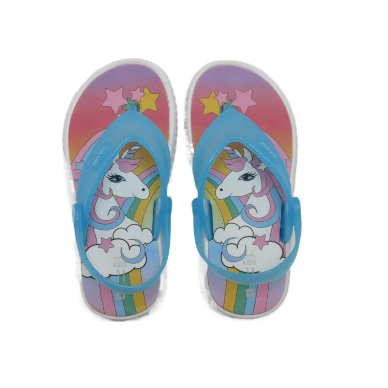 Summer Children flip flop Cute cartoon Unicorn  pattern sandal with moveable back strap